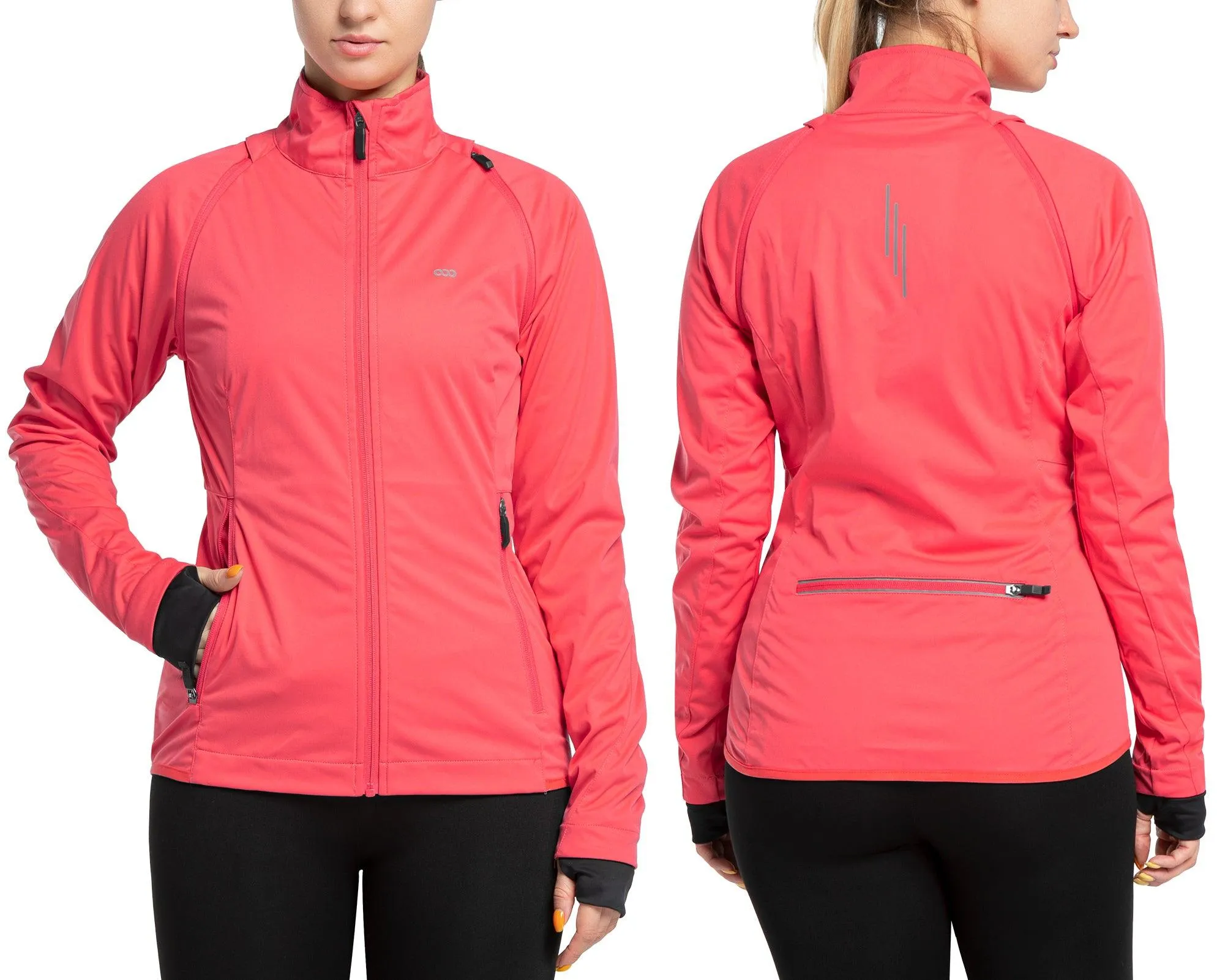 Women's Zip Up Lightweight Athletic Workout Yoga Cycling Track Running Jacket Waterproof Windproof Reflective