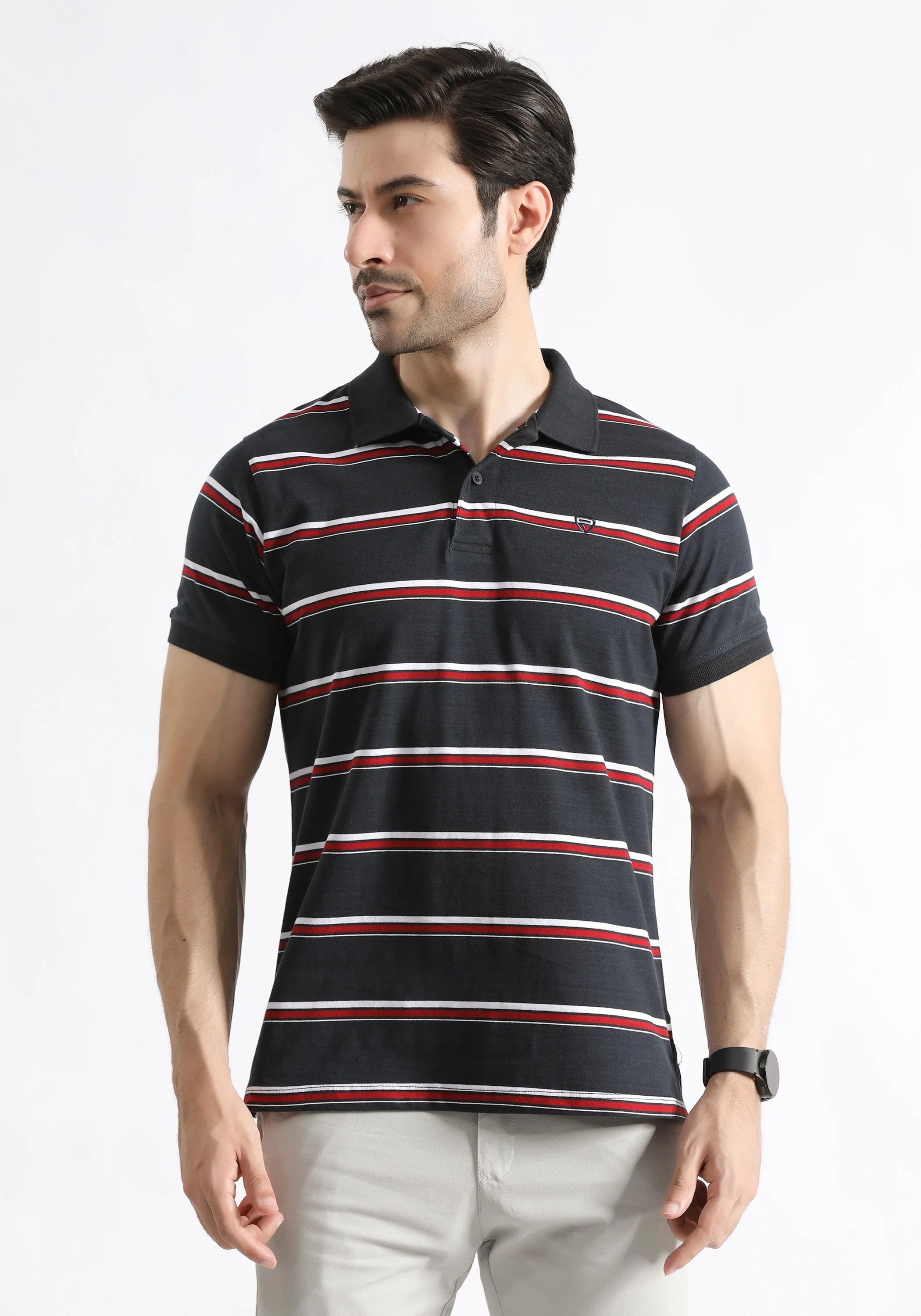 Yarn Dyed Striped Polo Shirt