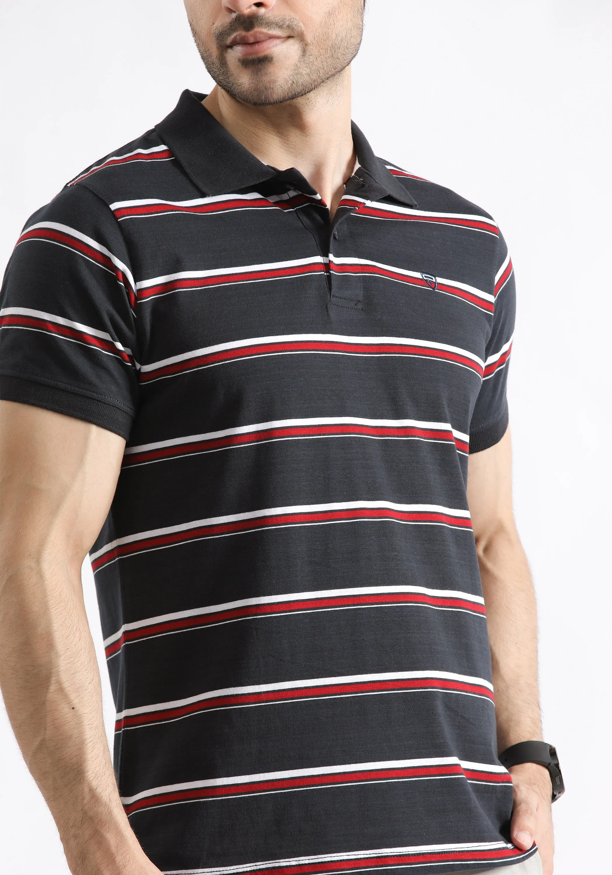 Yarn Dyed Striped Polo Shirt